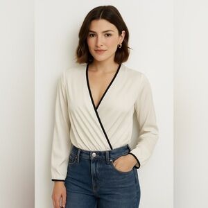 Artigli White Bodysuit Black Mesh Detail | Size 42 Large